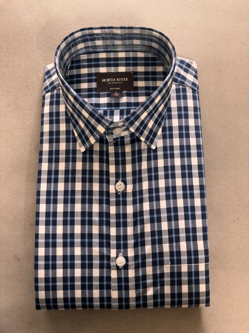 Blue & Black Tattersall Check Regular Fit Cotton Shirt